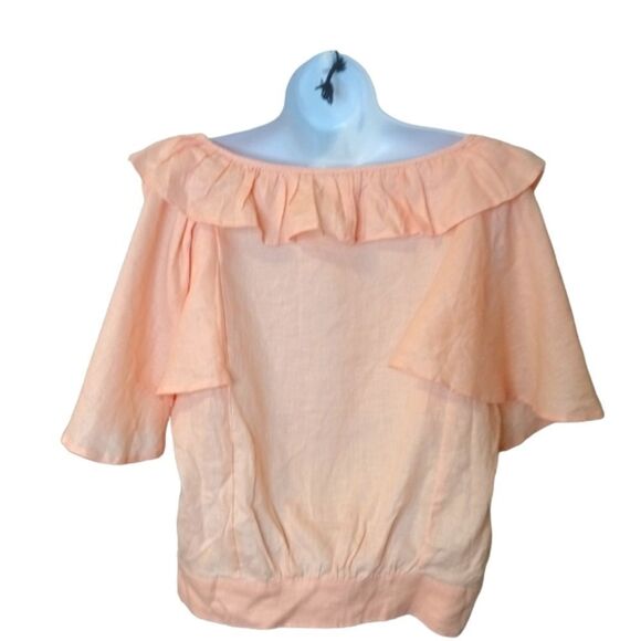 Free People Sweet Times peach linen top size L - Picture 5 of 7